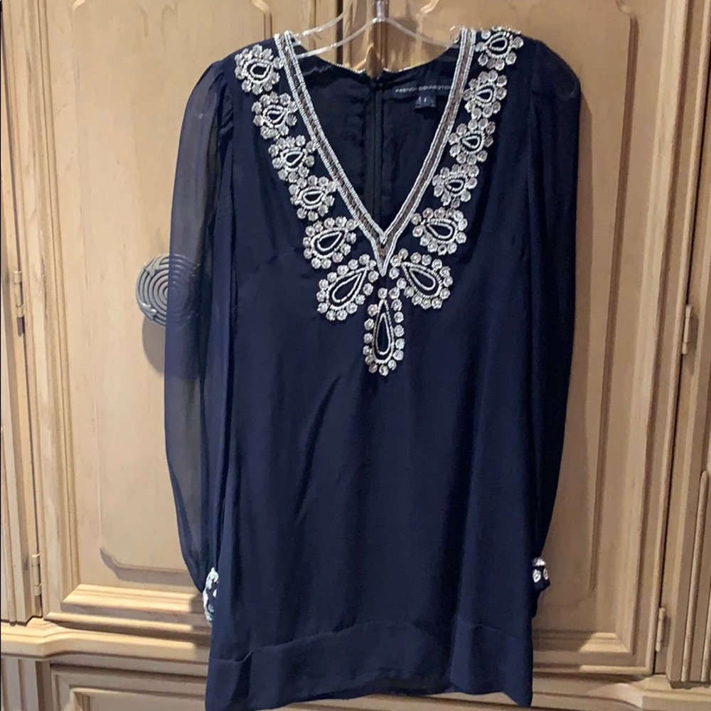 FRENCH CONNECTION NAVY BEADED DRESS SIZE 2